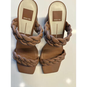 Dolce Vita Brown Vegan Leather Braided Block Heel Sandals 8.5W